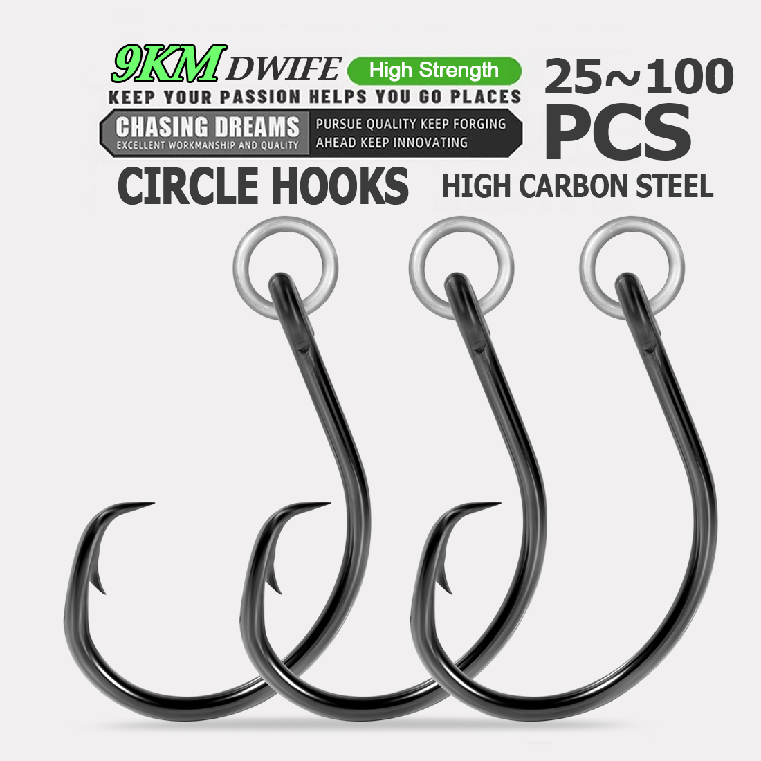 Fishing Hook Circle - Haczyki okrągłe 9KM Wędkarstwo z pierścieniowym