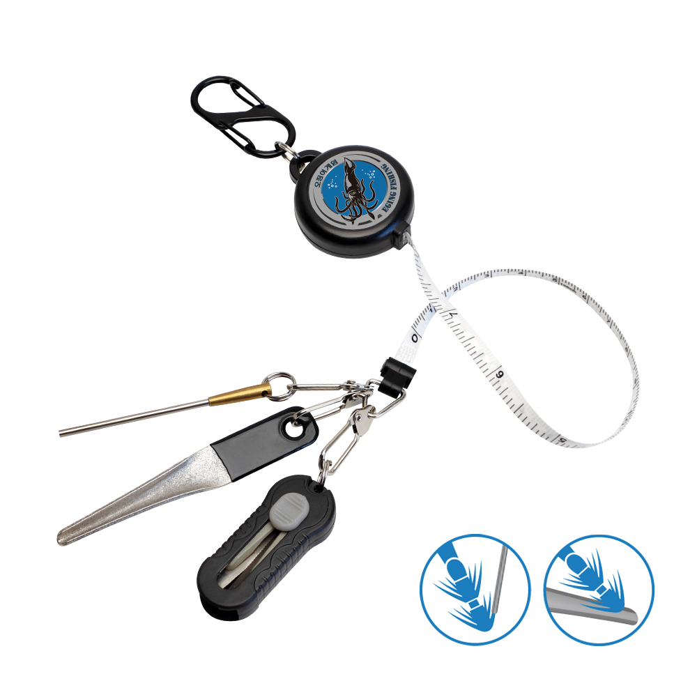 Fishing Hook Sharpener - Zestaw wędkarski 4w1 Eging: zwijacz, miarka